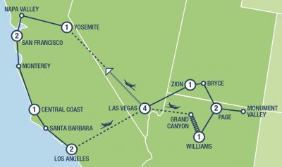 Map showing the Tour regions